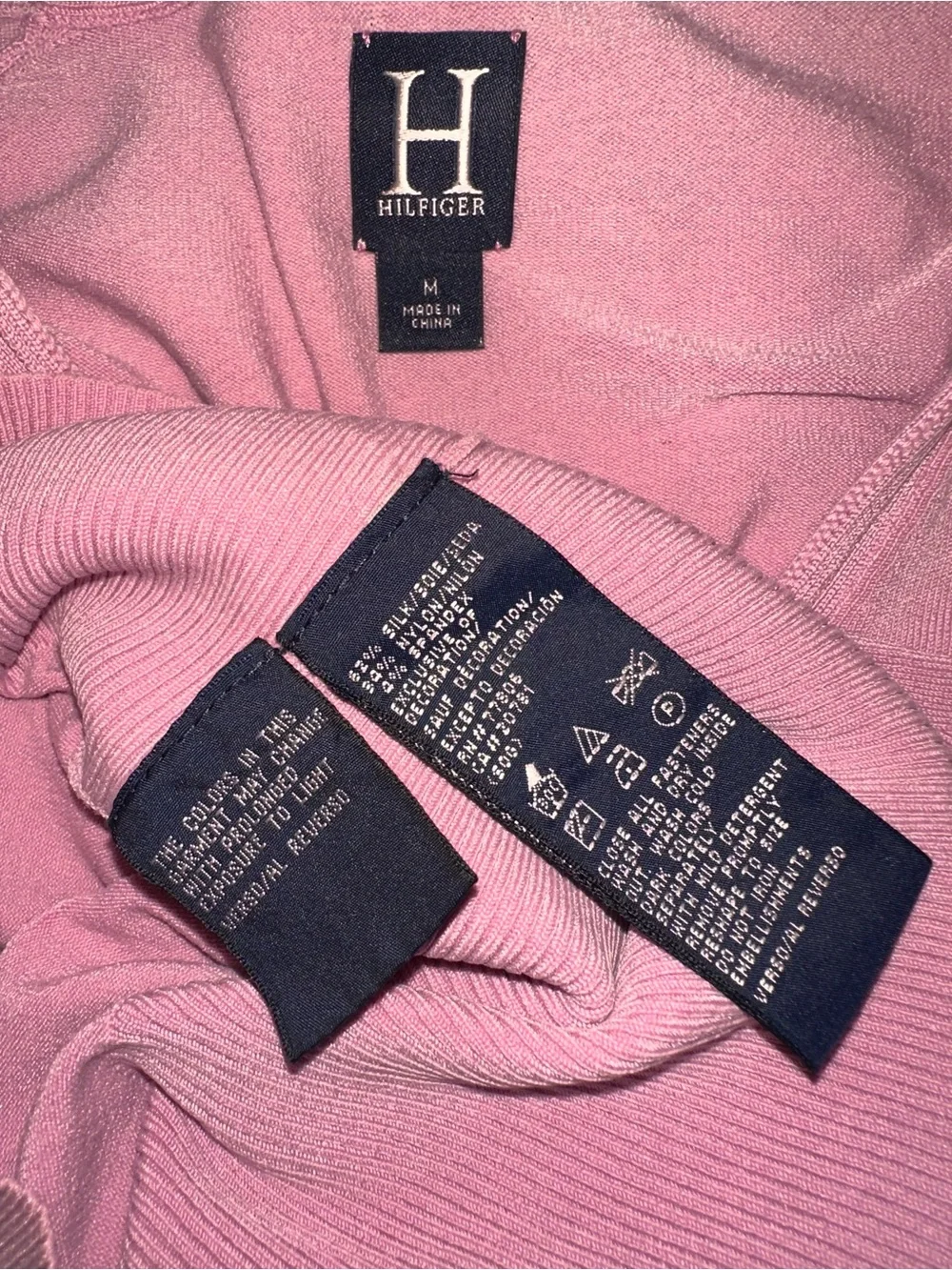 Vintage Hilfiger Silk blend Pink Button-Front V-Neck Cardigan